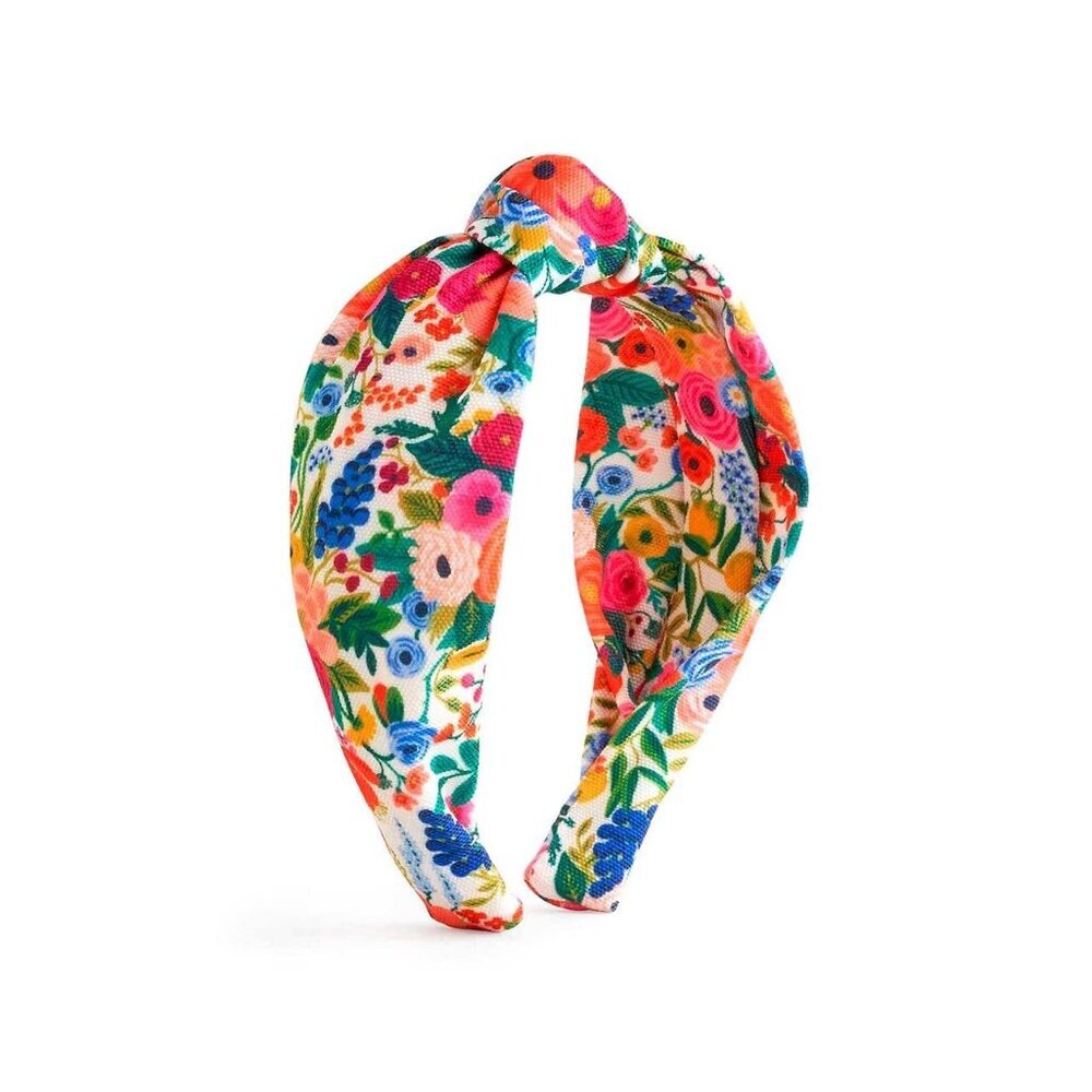 Garden Party Knotted Headband, Bright Floral Pattern, Design Printed Fabric Over
